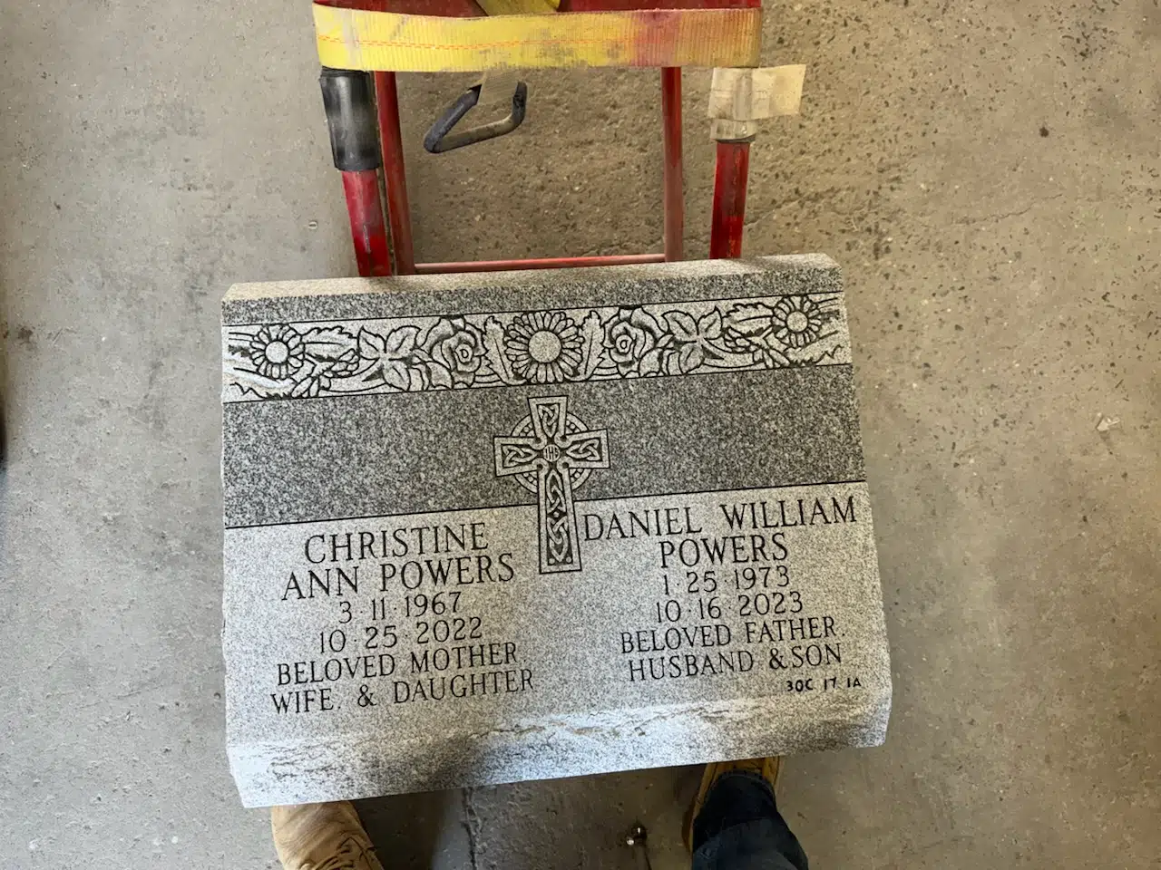 Granite Upright Headstone hand-carved by Upright Headstone Guide in NJ — image 2