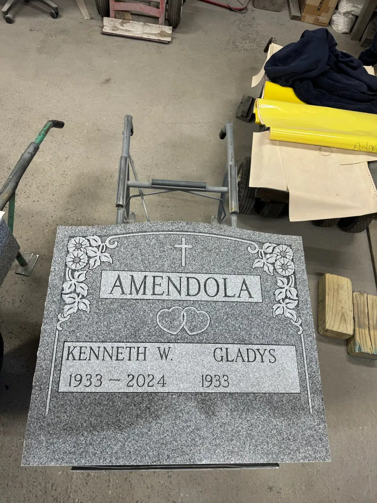 Granite Upright Headstone hand-carved by Upright Headstone Guide in NJ — image 2